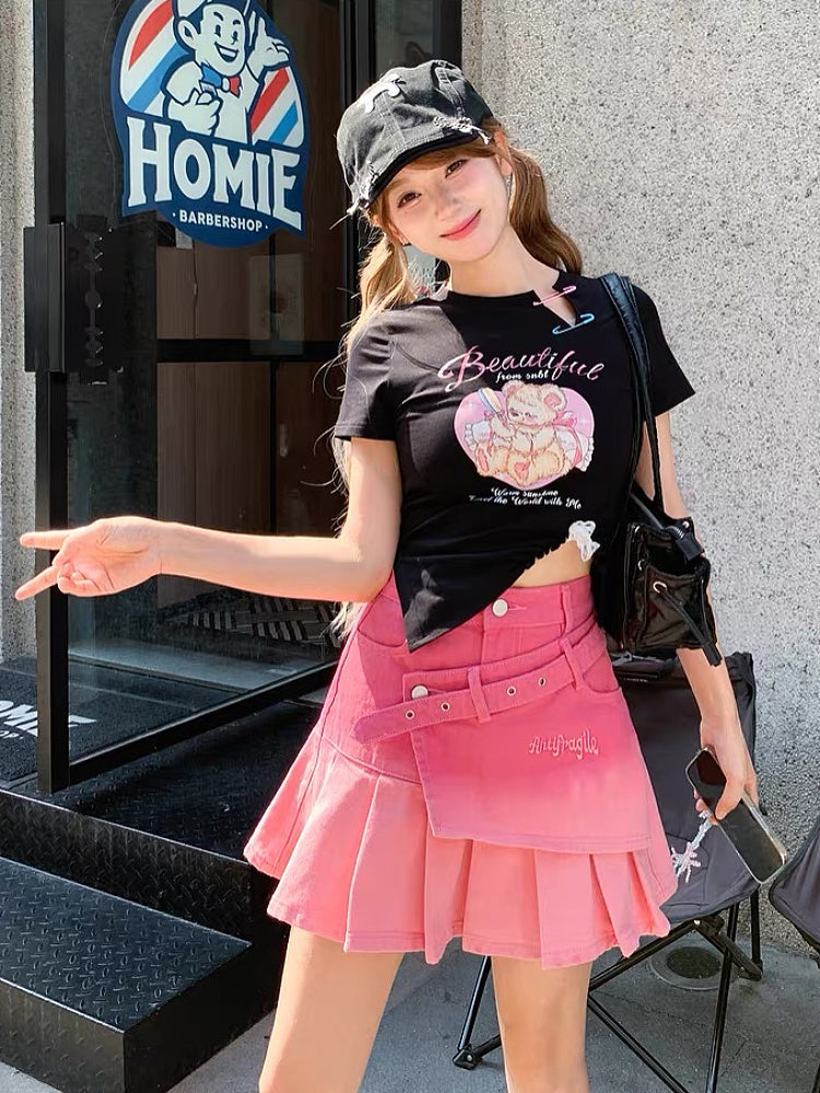 Antifragile Gradient Denim Skirt-Sets-ntbhshop