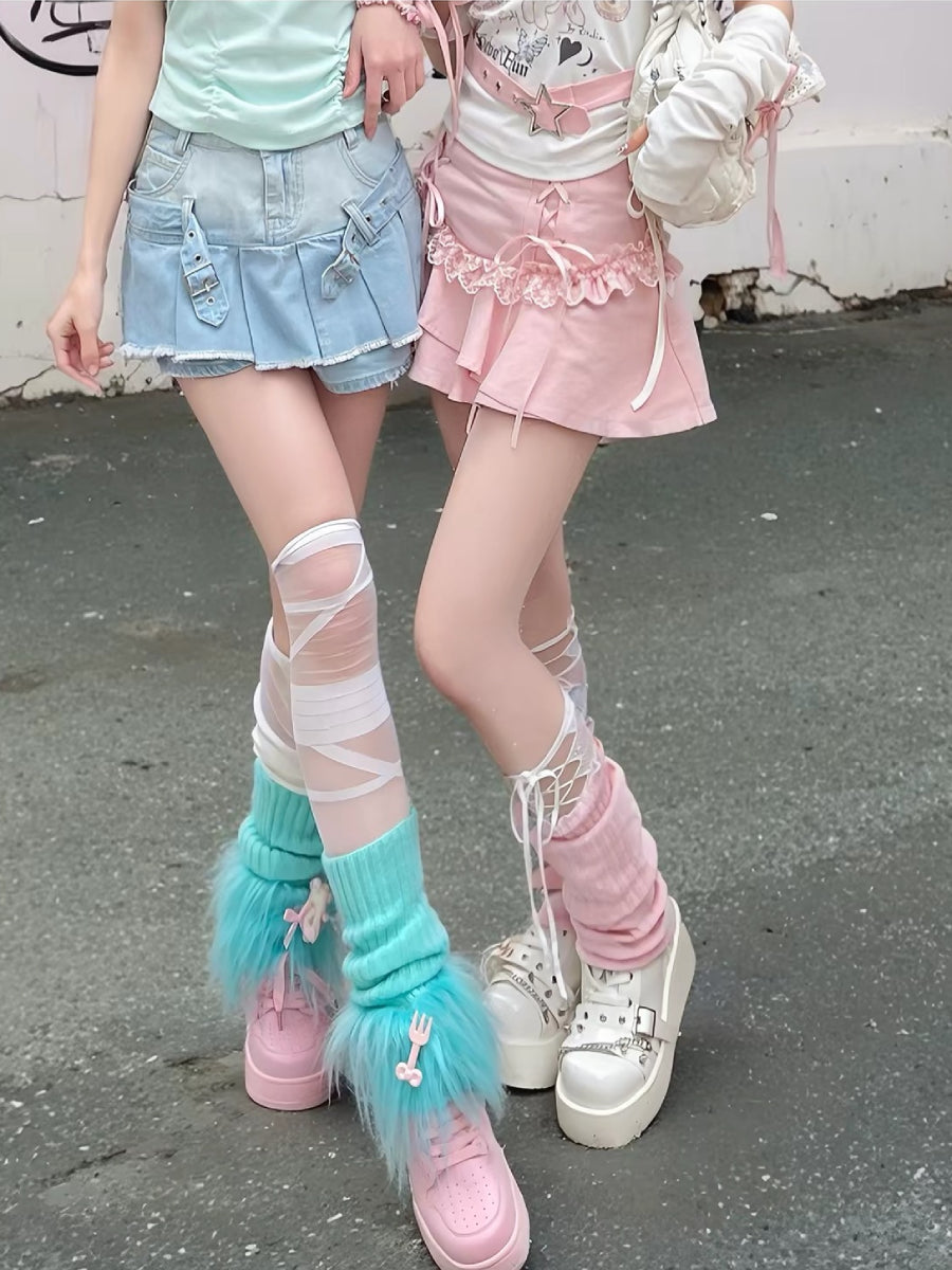 Orbit Buckle Denim Skort-Bottoms-ntbhshop