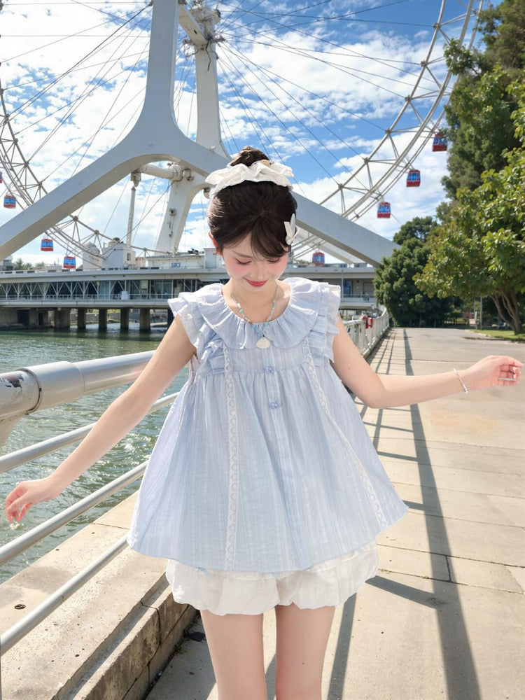 Bluebell Babydoll Blouse & Bubble Shorts-Sets-ntbhshop