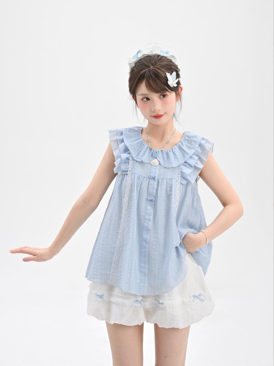 Bluebell Babydoll Blouse & Bubble Shorts-Sets-ntbhshop