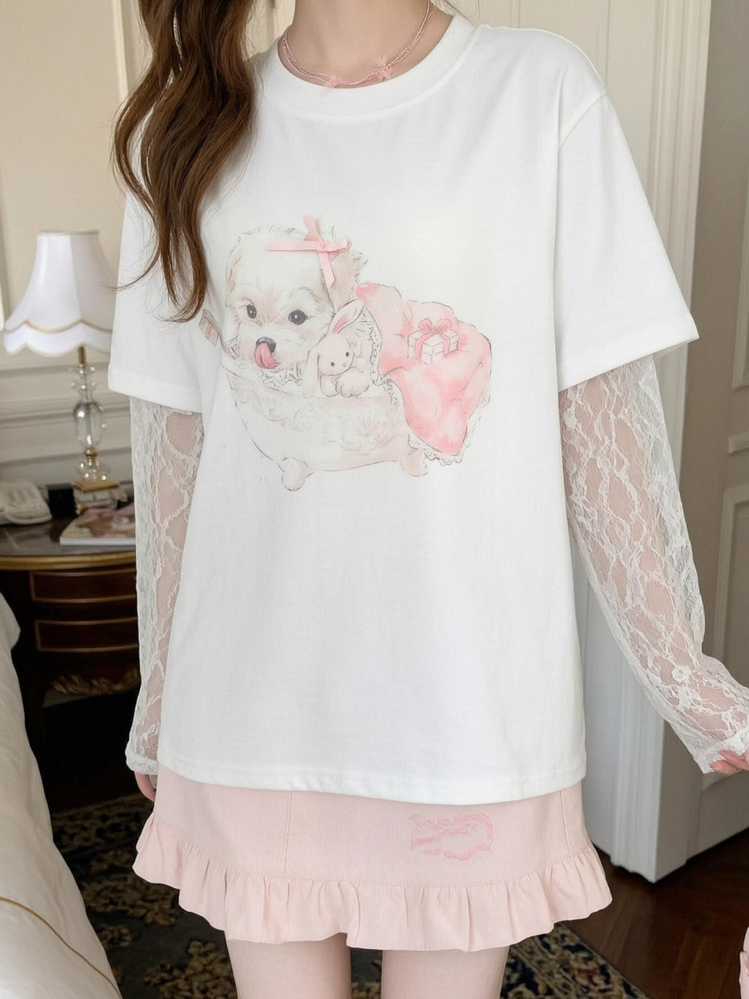 Sleepover Puppy Tee & Arm Sleeves-Tops-ntbhshop