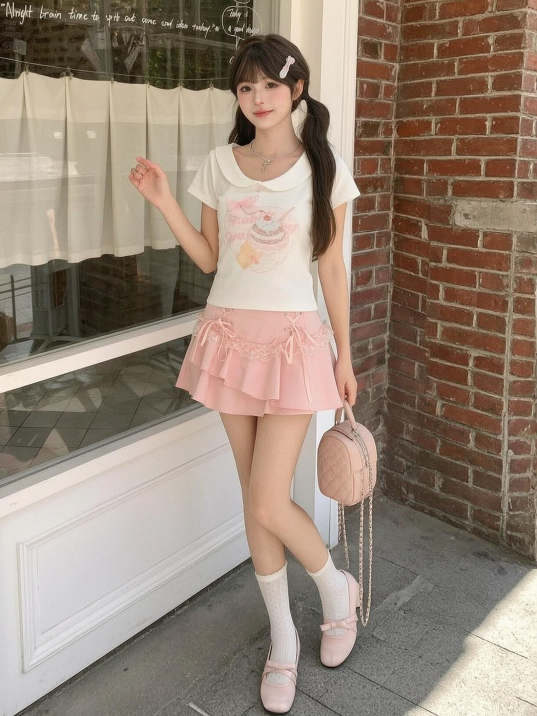 Strawberry Sundae Collar Tee-Tops-ntbhshop