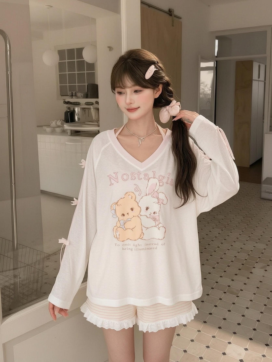 Nostalgia Bunny Lyocell Tee-Tops-ntbhshop