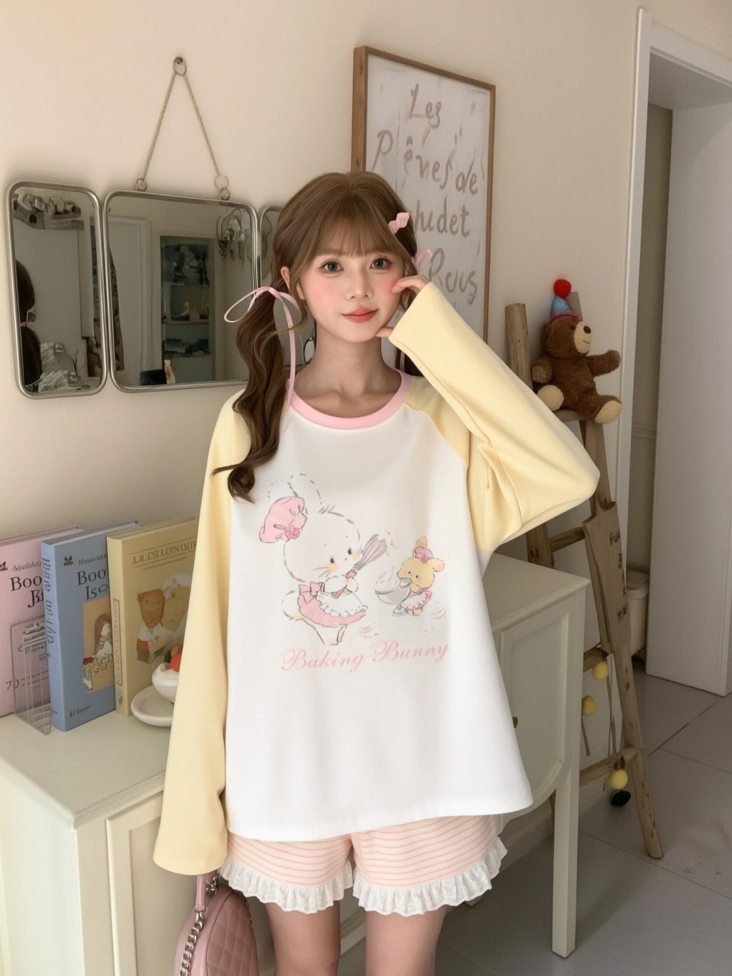 Bakery Bunny Raglan Tee-Tops-ntbhshop