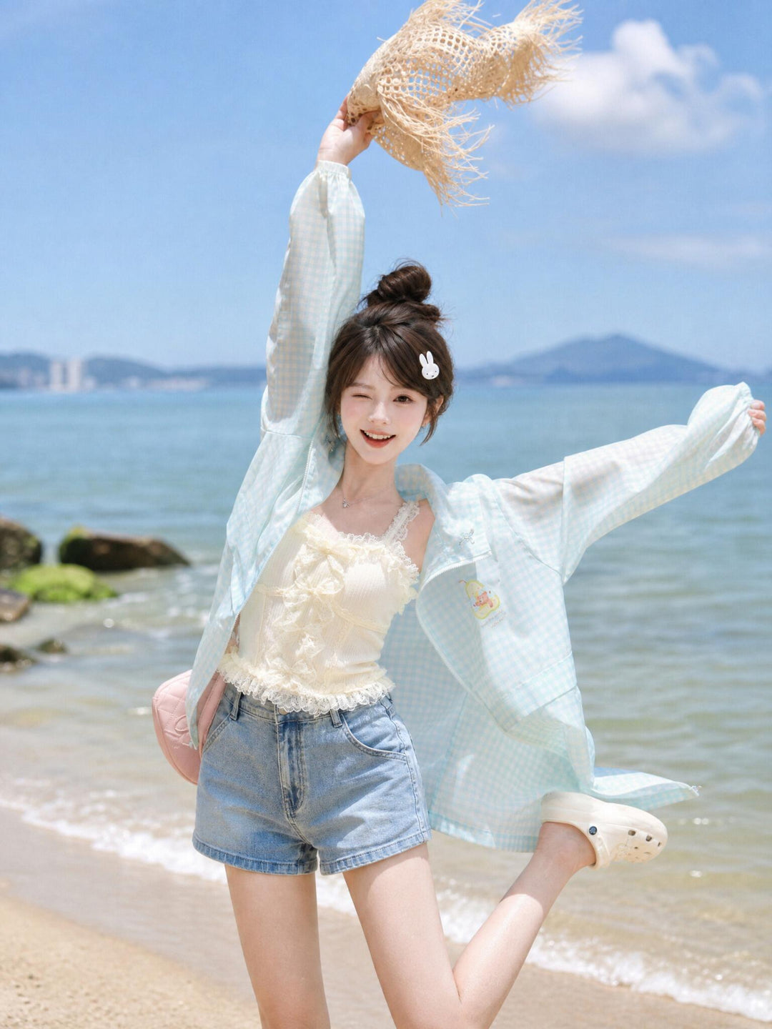 Pear Dream Gingham Sun Jacket-Outerwear-ntbhshop