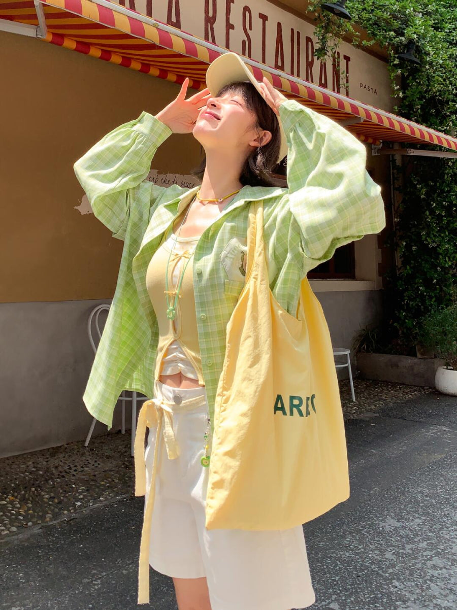 Dopamine Fruit Plaid Shirt Jackets-Tops-ntbhshop