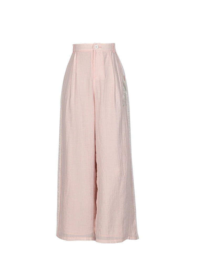 Tulip Breeze Pastel Wrinkled Wide Pants-ntbhshop