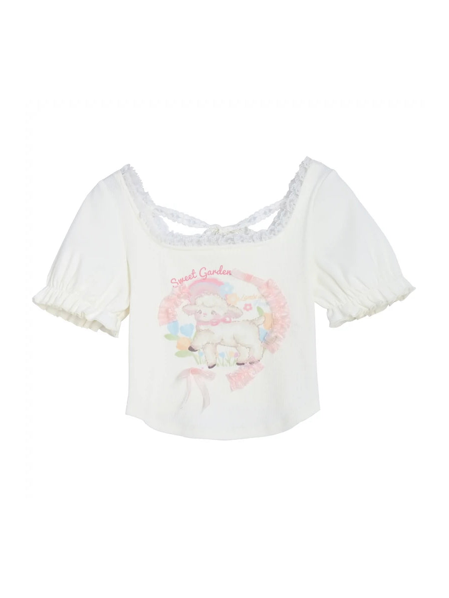 Sweet Garden Toffee Lamb Soft Girl Crop Top-ntbhshop