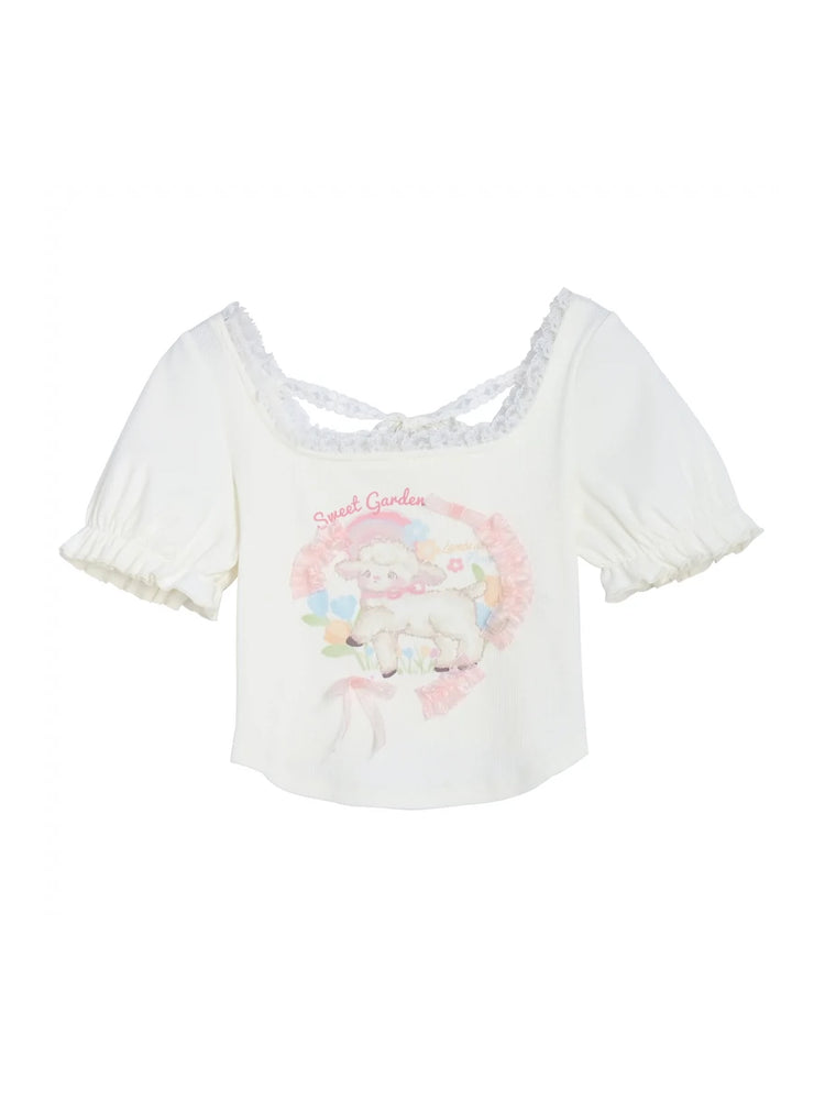Sweet Garden Toffee Lamb Soft Girl Crop Top-ntbhshop