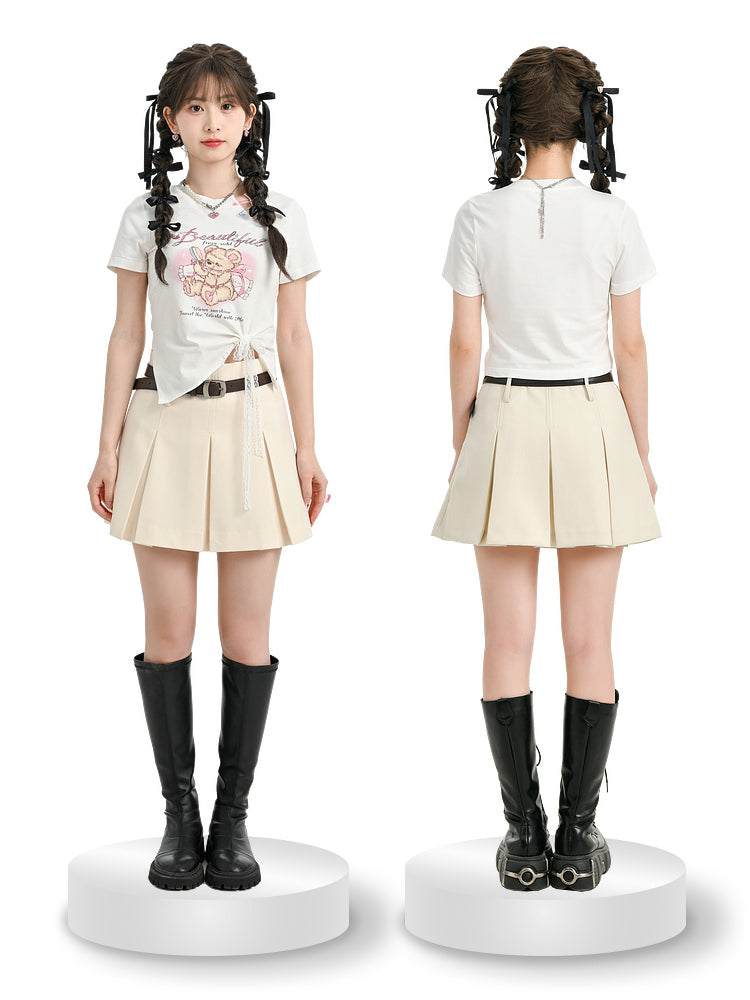 Sweetheart High Waist Pleated Skirt-ntbhshop