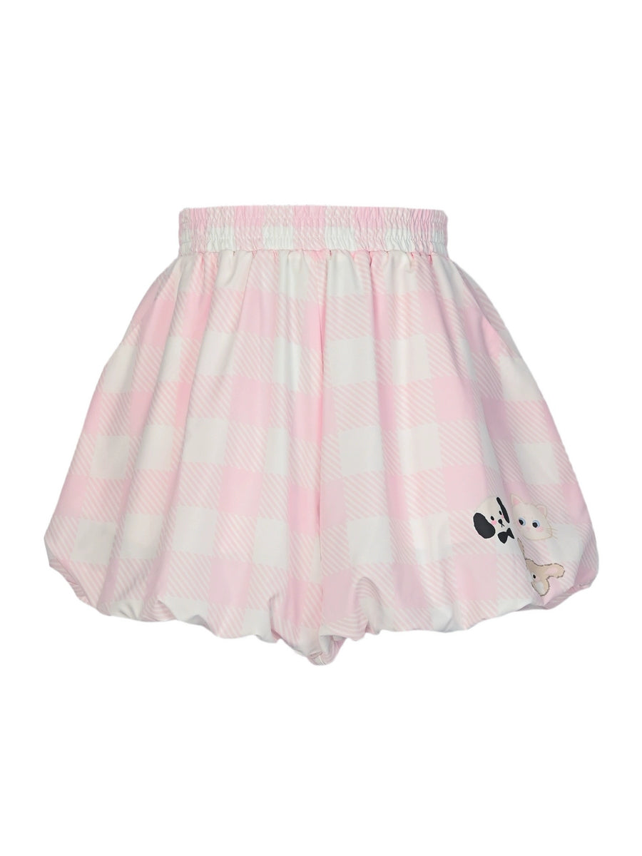 Puppy Cat Party UPF50+ Patch Plaid Shorts-ntbhshop