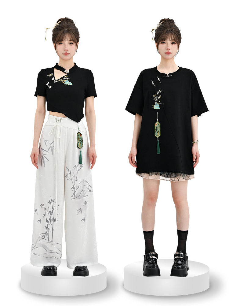 Bamboo Shadow Wide Leg Drape Pants-ntbhshop