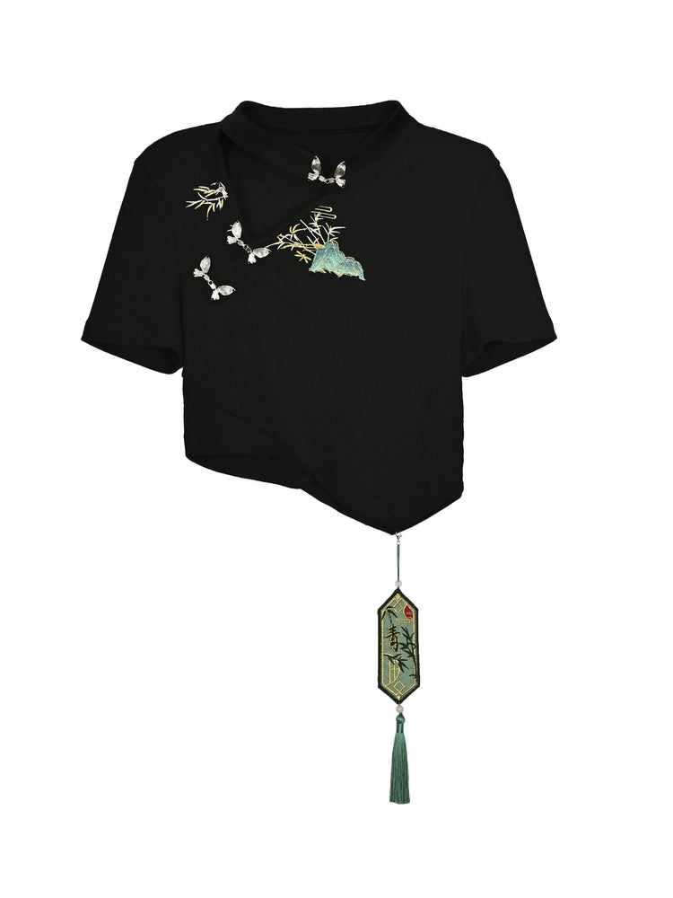 Bamboo Shadow Chinese Style Slim Fit Crop Top-ntbhshop