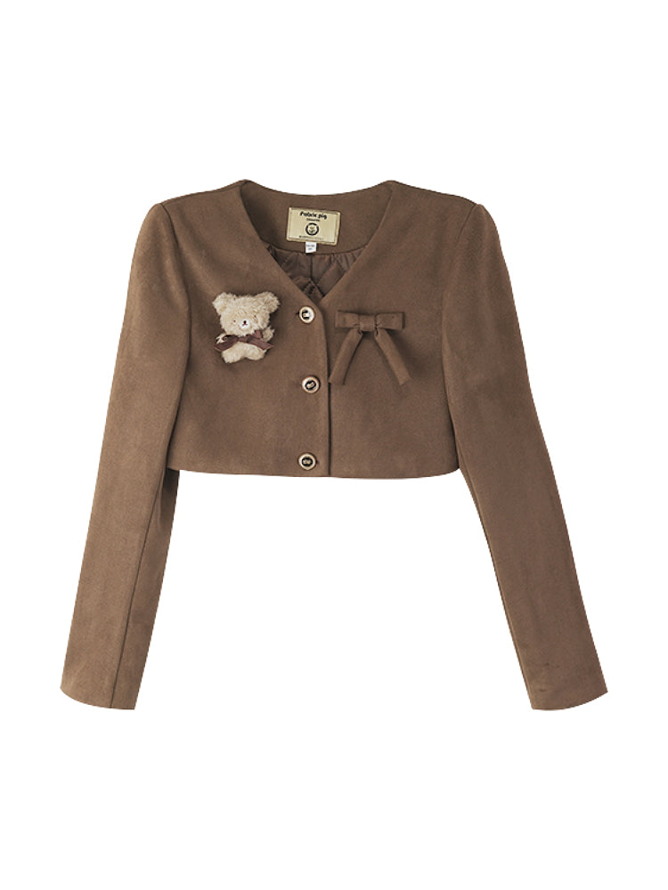 Mocha Bear Crop Jackets & Dresses-ntbhshop