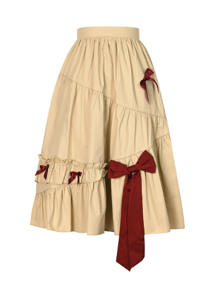 Ribbon Tale Layered Midi Skirt-ntbhshop