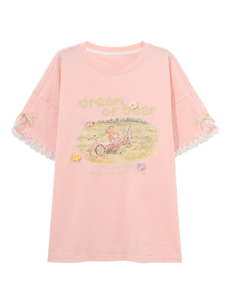 Dream of Bear Ruffle Tee-Tops-ntbhshop