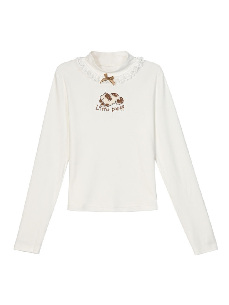 Little Animal Lace Base Turtlenecks-Tops-ntbhshop