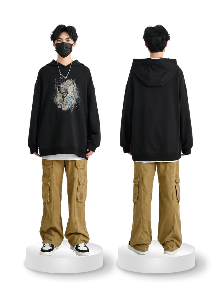 The Pile of Brocade Ash Chinese Butterfly Unisex Hoodie-ntbhshop