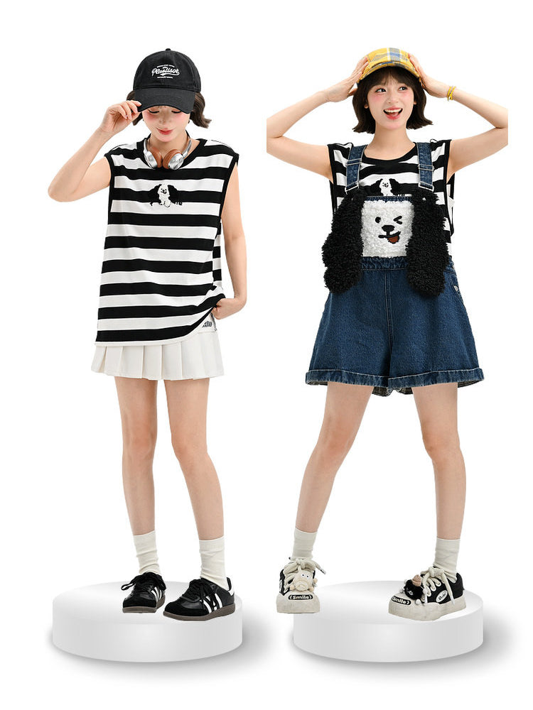 Puppy Milk Denim Overall Shorts-Bottoms-ntbhshop