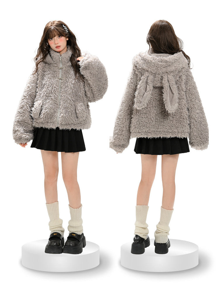 Cloud Ash Bunny Fleece Jacket-Outerwear-ntbhshop