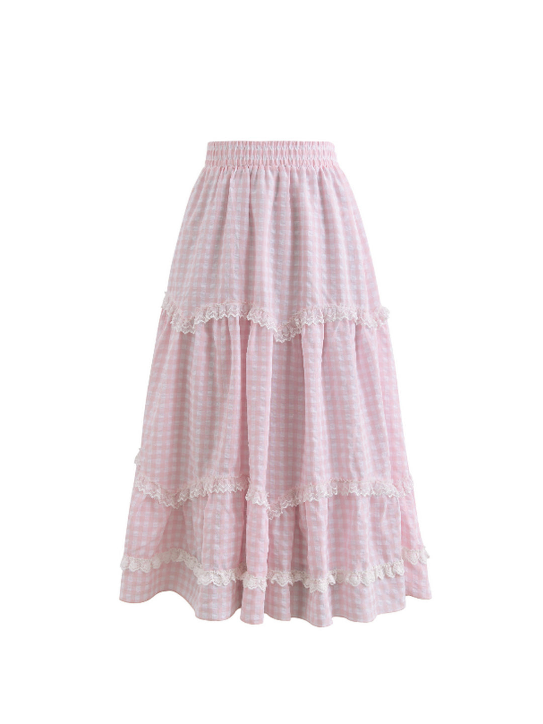 Blush Gingham Lace Skirts-Bottoms-ntbhshop
