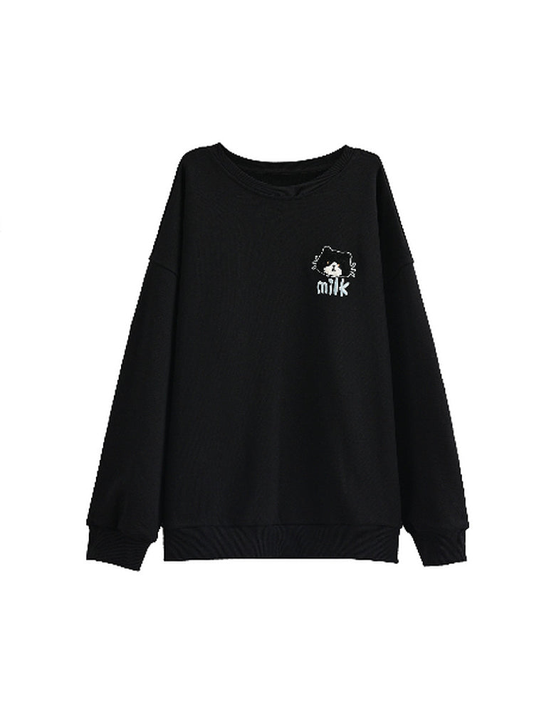 Milk Cat Unisex Fleece Sweatshirts-Tops-ntbhshop