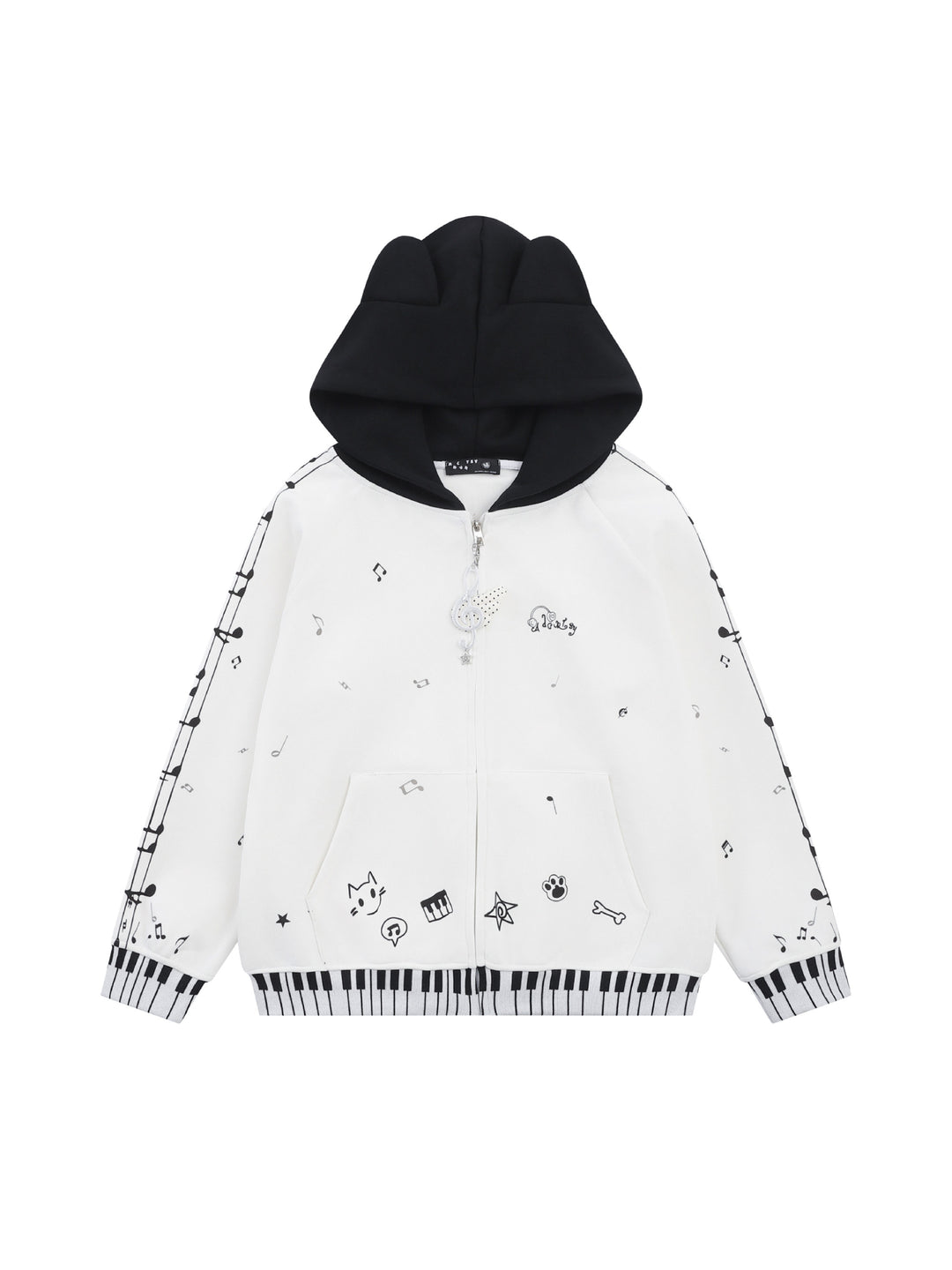 Piano Kitty Knit Hoodies-Outerwear-ntbhshop