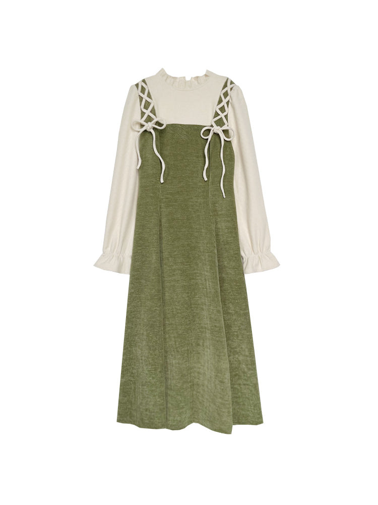 Moss Archive Knit Pinafore Dresses-Dresses-ntbhshop
