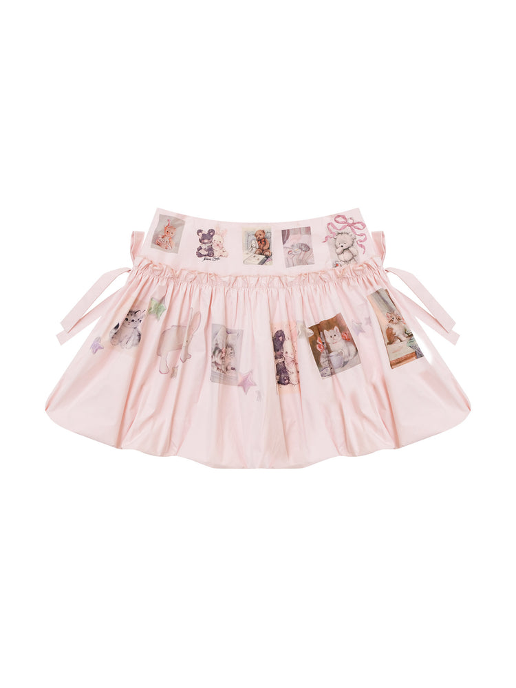 Pink Postcard Bubble Skirt-Bottoms-ntbhshop