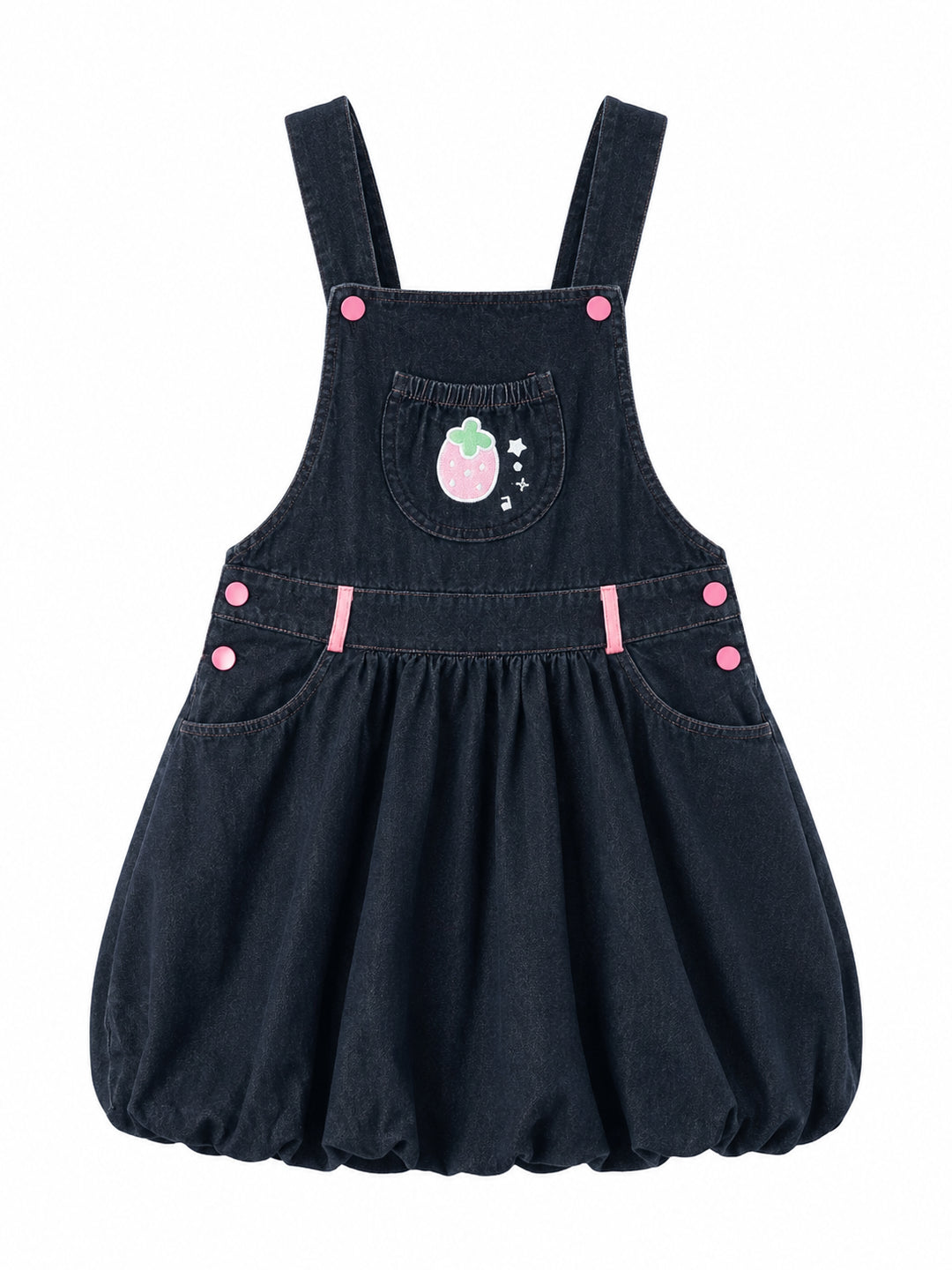 Strawberry Diary Blouse & Denim Bubble Dress-Sets-ntbhshop