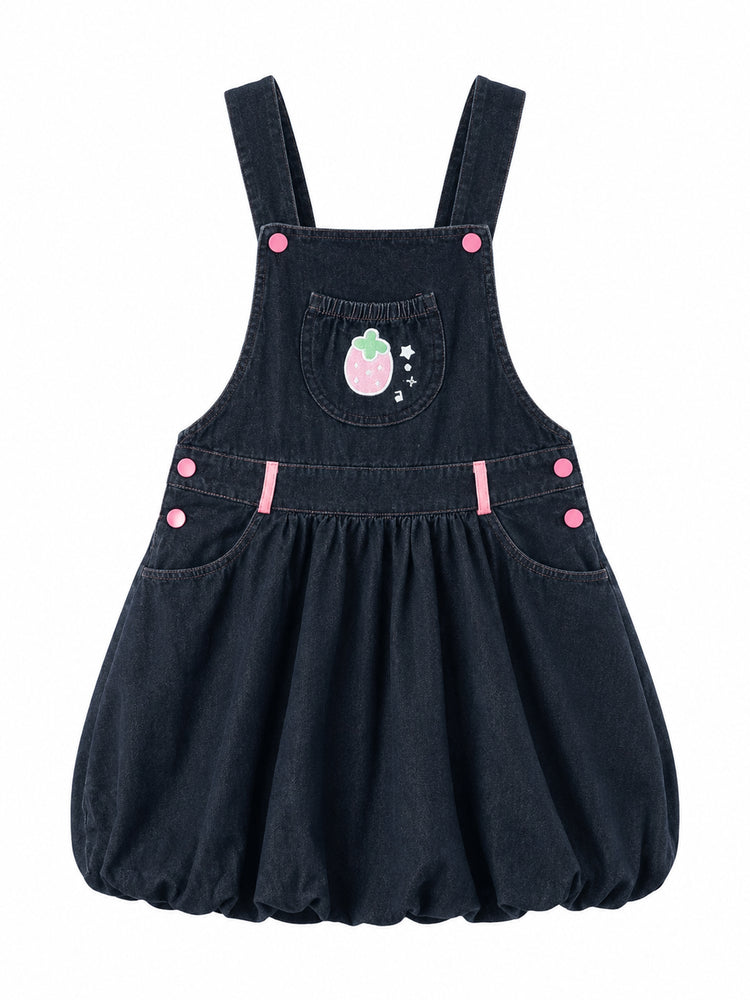 Strawberry Diary Blouse & Denim Bubble Dress-Sets-ntbhshop