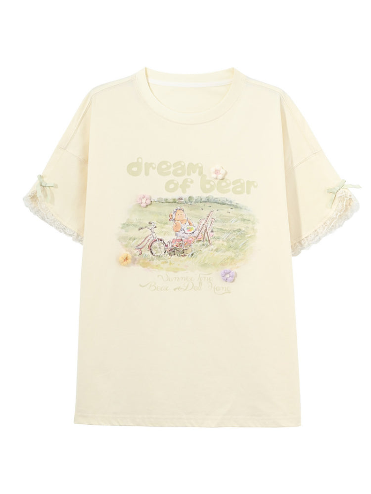 Dream of Bear Ruffle Tee-Tops-ntbhshop