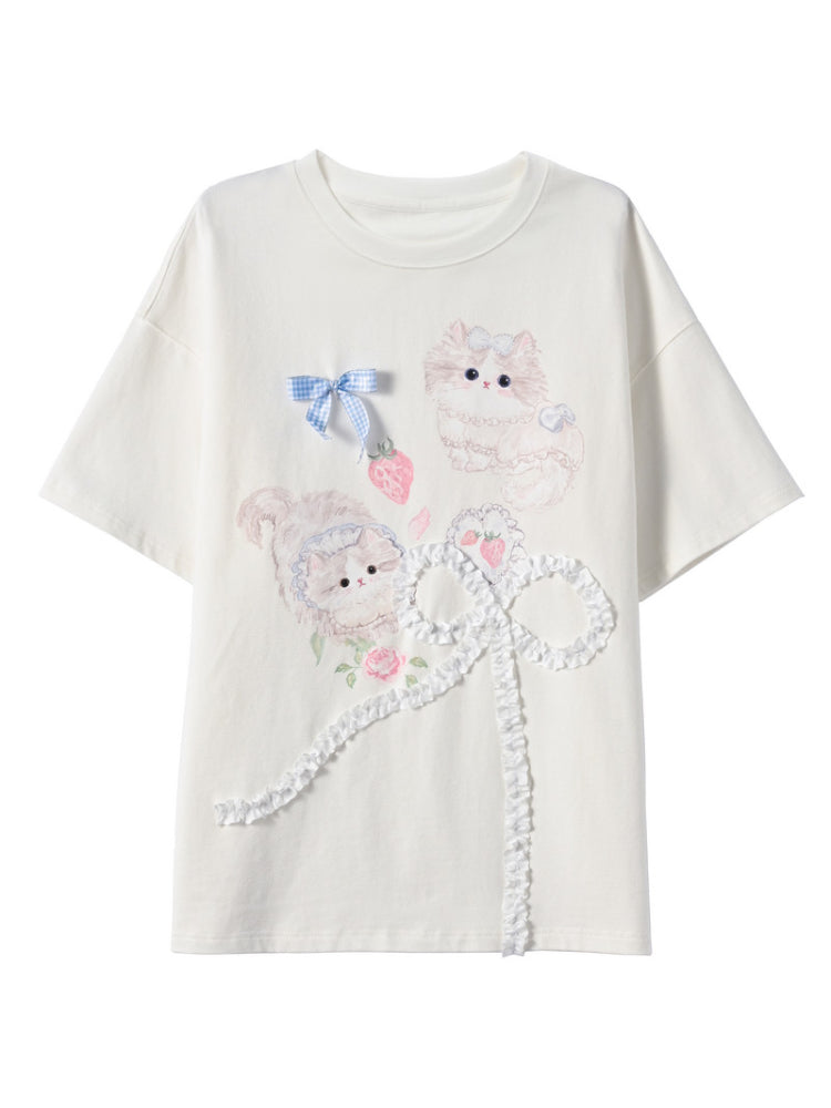 Strawberry Kitty Crop Top & Tee-Tops-ntbhshop