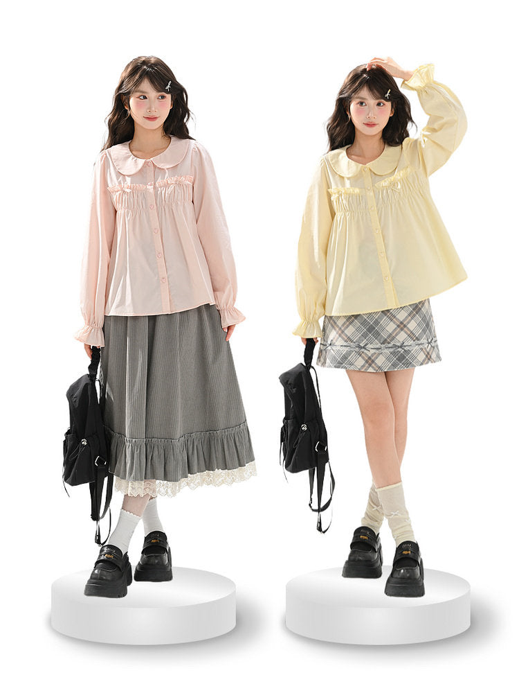 Pastel Smock Babydoll Blouses-Tops-ntbhshop