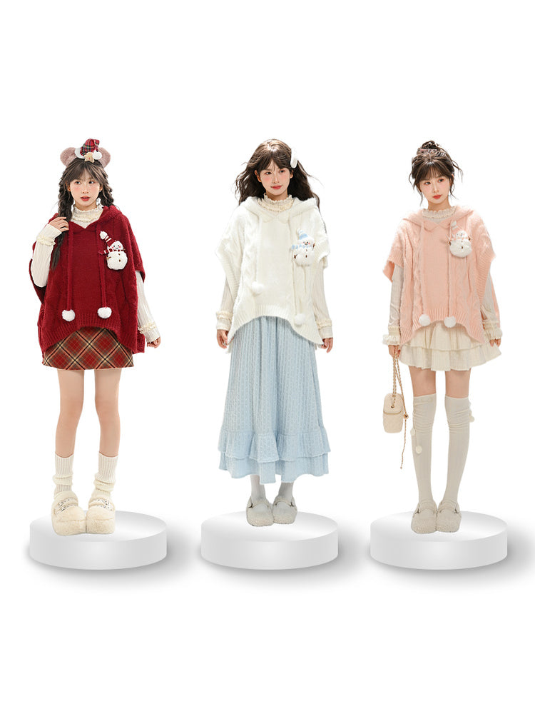 Snowman Cottage Knit Capes-Outerwear-ntbhshop