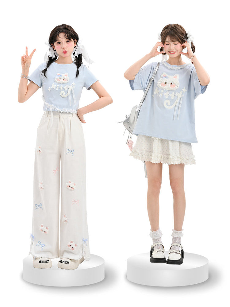 Cloud Kitten Crop Tops & Tees-Tops-ntbhshop