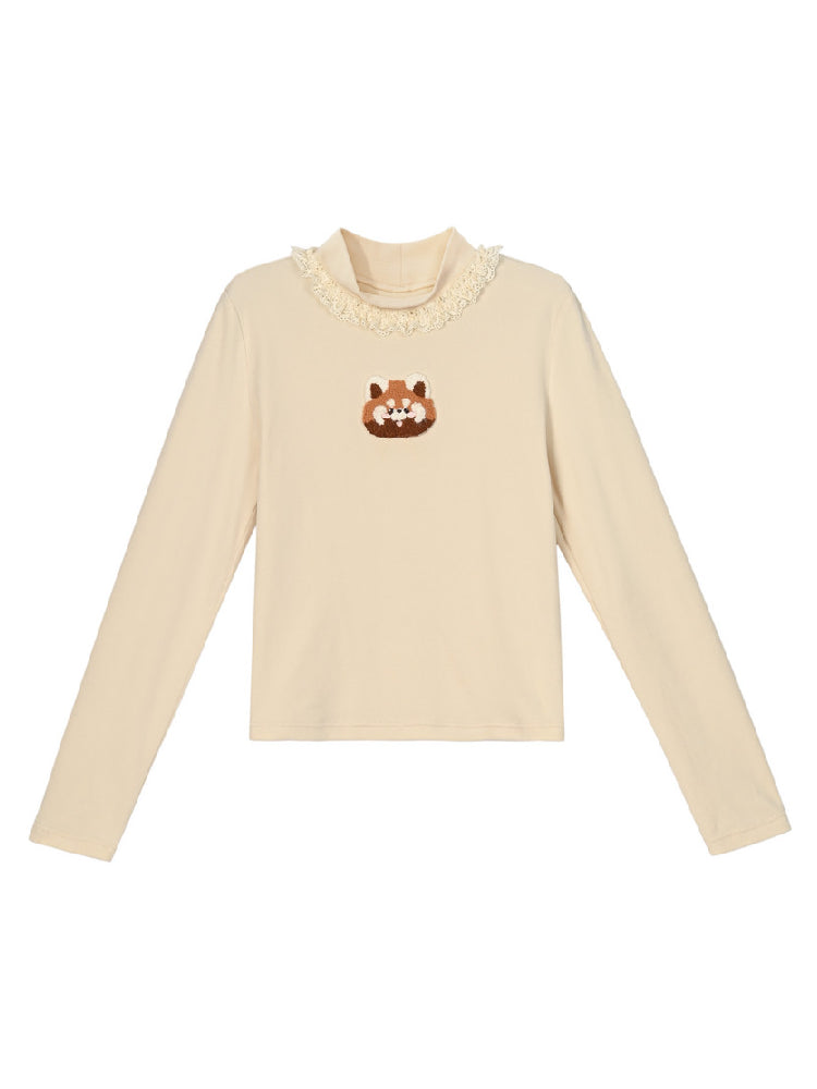 Little Animal Lace Base Turtlenecks-Tops-ntbhshop