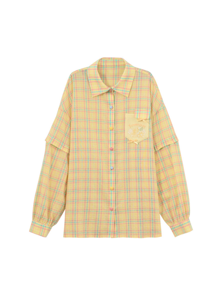 Dopamine Fruit Plaid Shirt Jackets-Tops-ntbhshop
