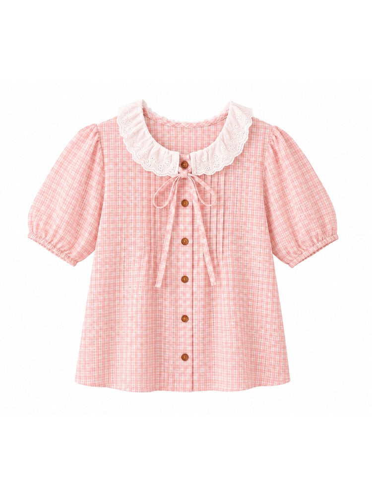 Strawberry Diary Blouse & Denim Bubble Dress-Sets-ntbhshop