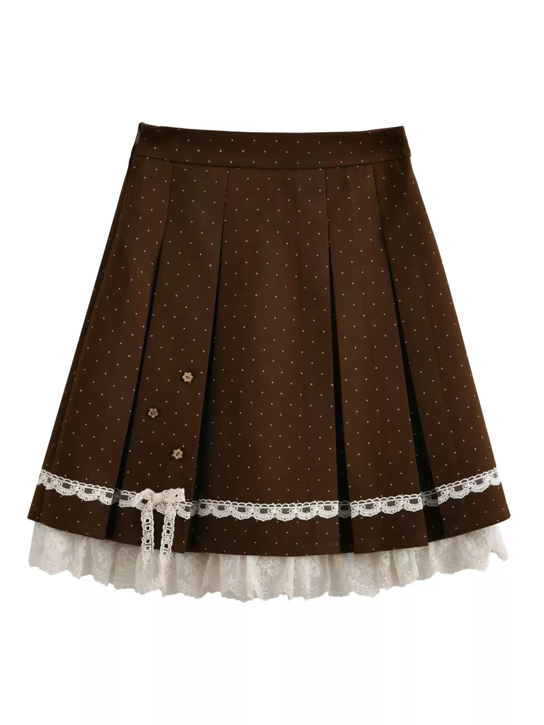 Cocoa Dot Lace Pleat Skirt