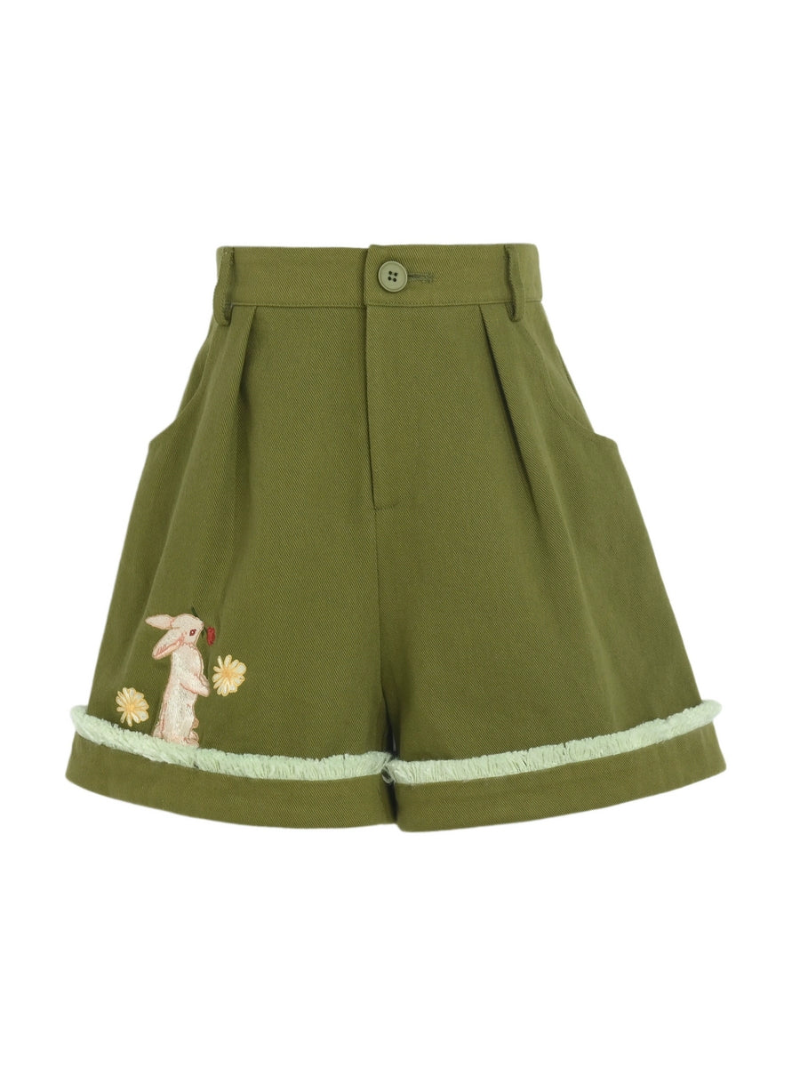 Forest Prince High Waist Pleated Shorts-ntbhshop