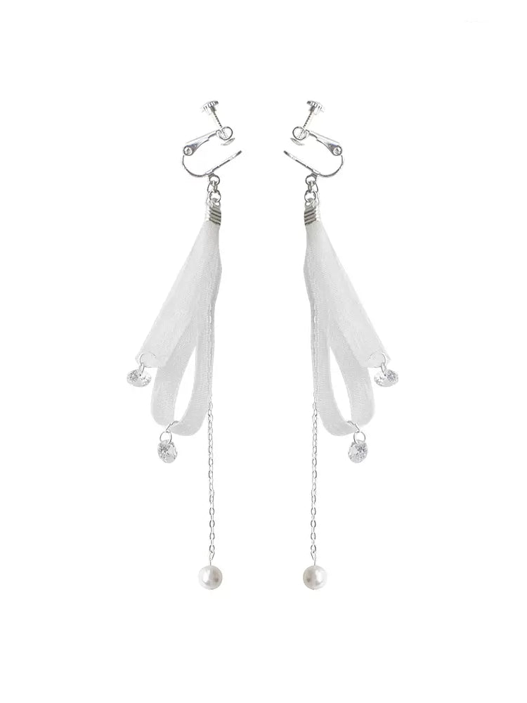 Celestial Ribbon Zircon Earrings & Clips-ntbhshop