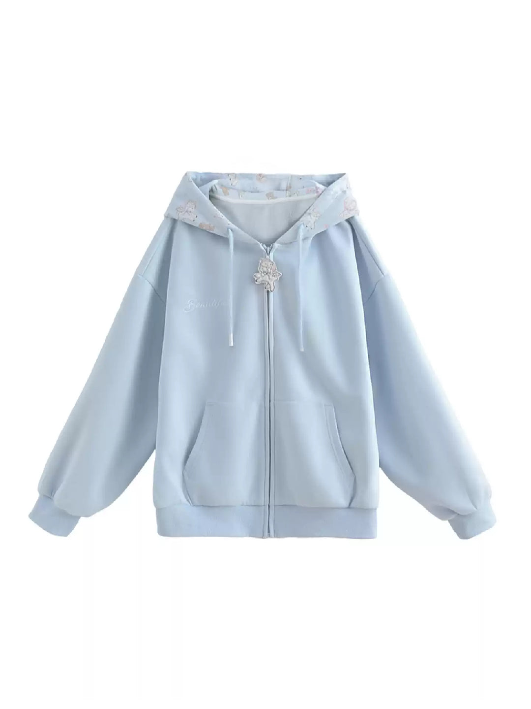 After Tea Blue Lamb Hooded Jacket-Outerwear-ntbhshop