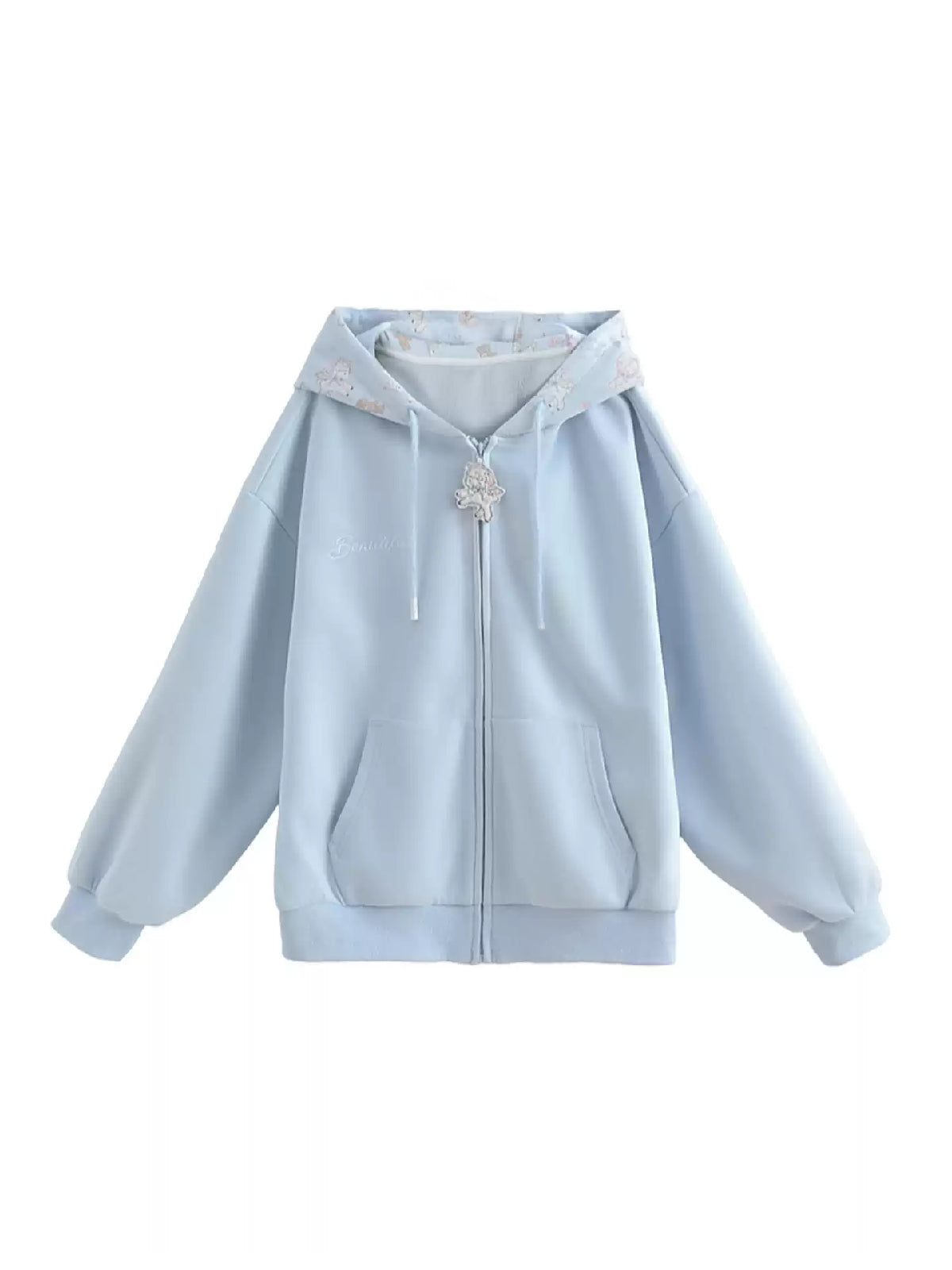 After Tea Blue Lamb Hooded Jacket-Outerwear-ntbhshop