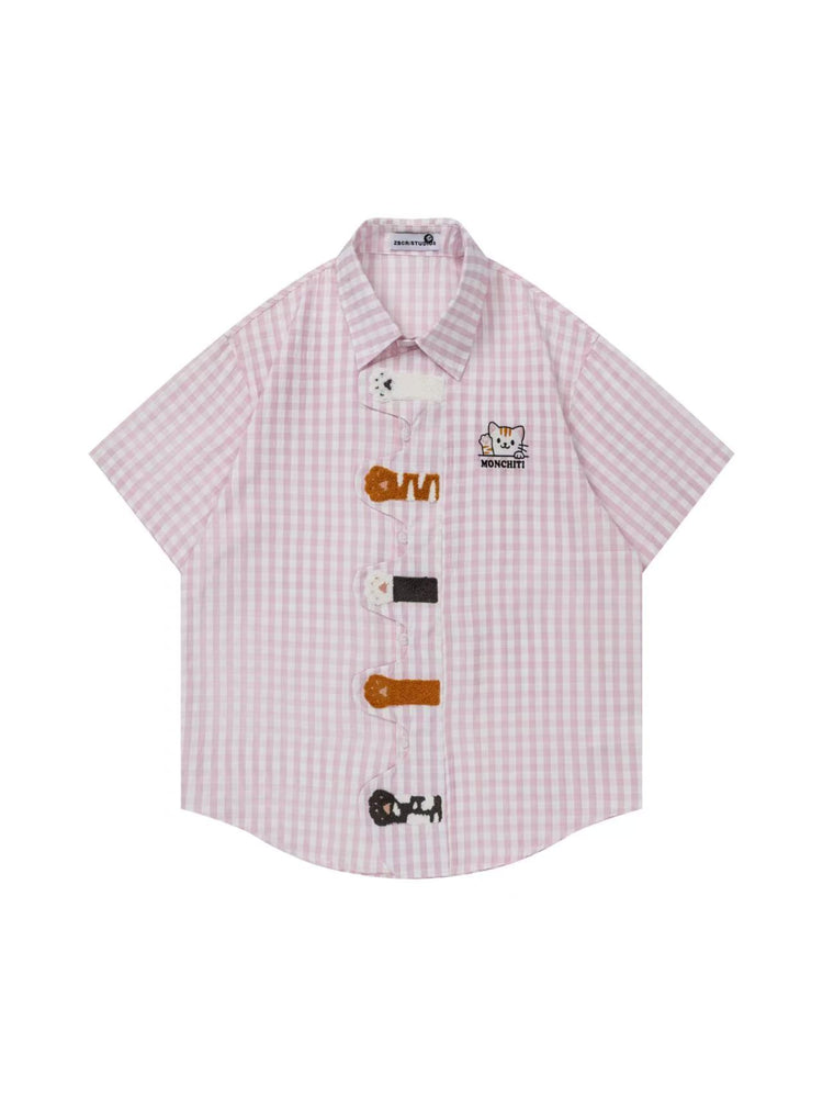 Kitty Pals Plaid Shirts-Tops-ntbhshop