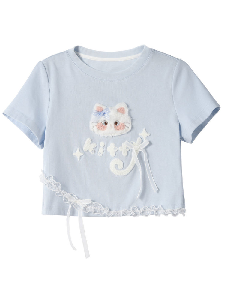 Cloud Kitten Crop Tops & Tees-Tops-ntbhshop