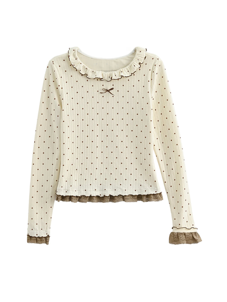 Cappuccino Cookie Lace Trim Top-ntbhshop