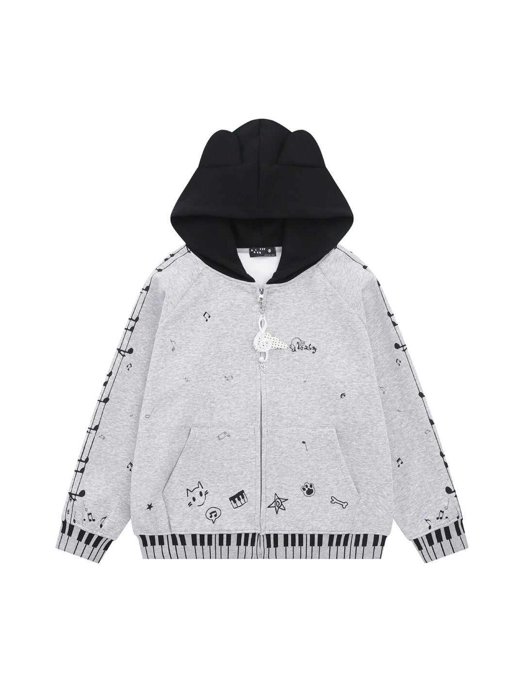 Piano Kitty Knit Hoodies-Outerwear-ntbhshop