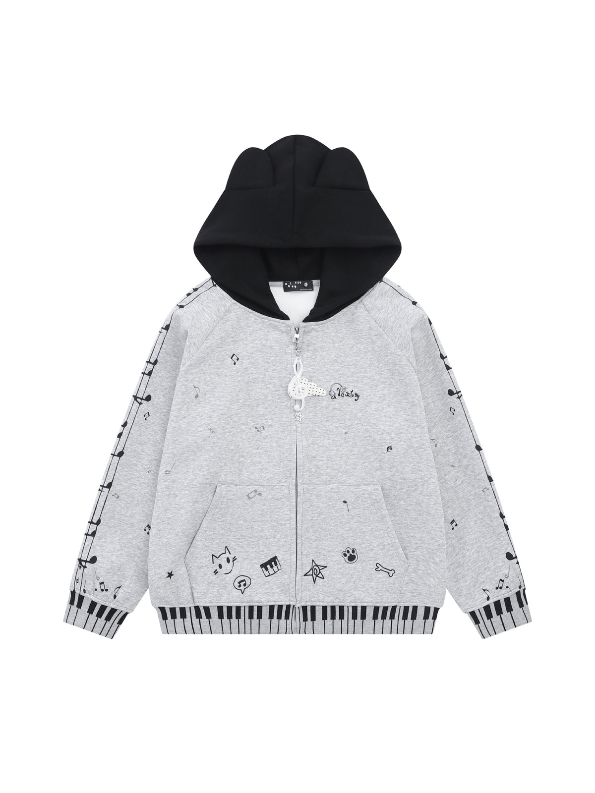 Piano Kitty Knit Hoodies-Outerwear-ntbhshop
