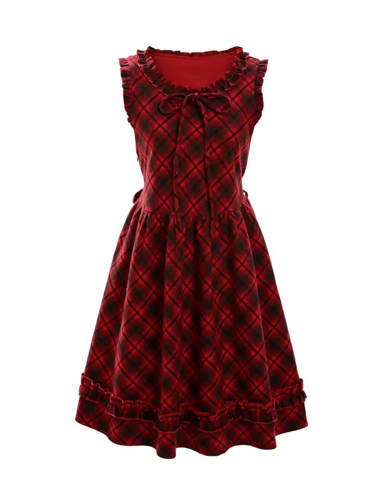 Christmas Chalet Plaid Midi Dress-ntbhshop